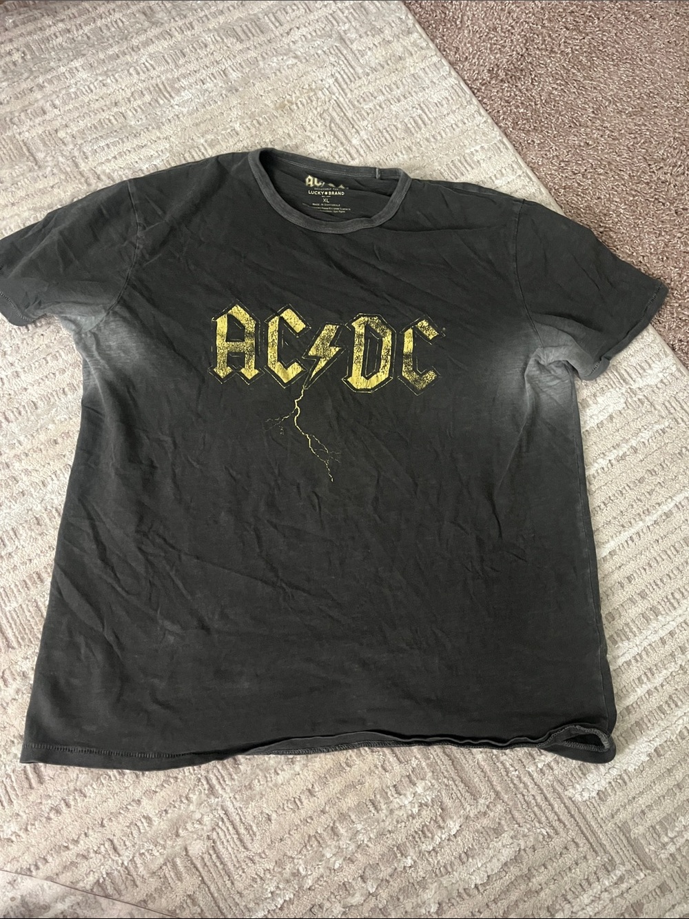 AC/DC Black Tee with Yellow Lightning Logo